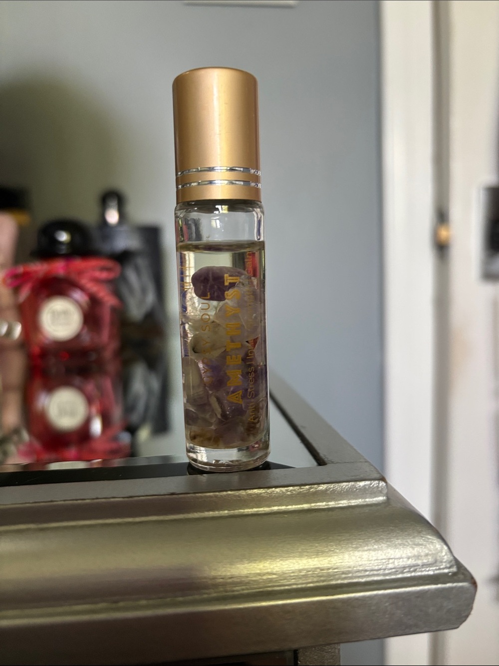 Amethyst Oil Roller - Gold Cap